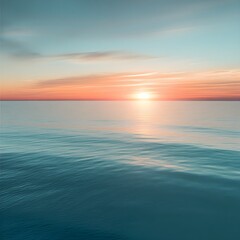 Obraz premium Serene Aqua Sunset Over the Horizon of an Vast Ocean