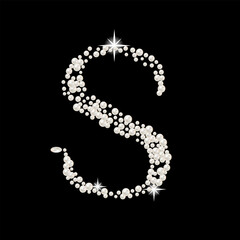 Capital Letters of English alphabet romantic with pearls