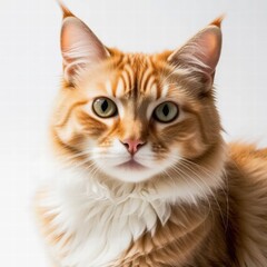 Obraz premium Contrast Between a Cat's Soft Fur and Stark White Background, Accentuating Its Beauty and Isolation in a Captivating Scene