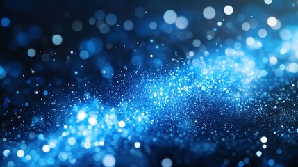 Fototapeta premium Blue glitter swirl, bokeh background, dark space, design element
