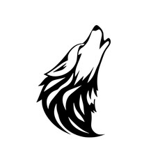 Howling Wolf: A Monochrome Vector Illustration of a Wolf Howling at the Moon. Perfect for logos, tattoos, and nature-themed designs.
