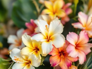 Fototapeta premium Vibrant Tropical Hibiscus Flowers in Full Bloom