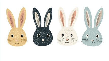 Three colorful rabbits sit in a row, embodying the spirit of Easter with their vibrant hues and playful presence.