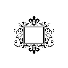 Elegant Floral Frame: Vintage Classic Border Design. Perfect for invitations, cards, and more.  High-resolution vector graphic for various design projects.