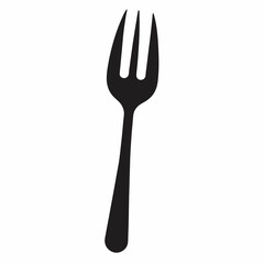 Simple black and white silhouette of a fork.