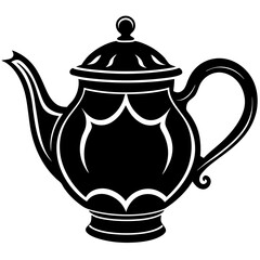 Elegant Black and White Teapot Silhouette