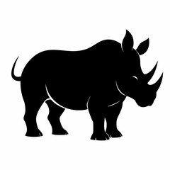 Simple Black Silhouette of a Rhinoceros