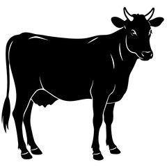 Simple Black Silhouette of a Cow