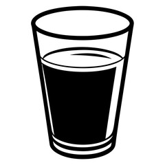  silhouette of a glass of orange juice, on white background