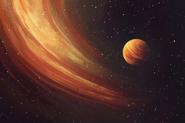 Fototapeta premium A Celestial Body Orbits Within a Starry Galaxy