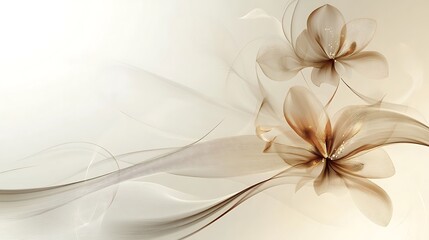 Abstract Brown Flowers with Elegant Swirling Lines
