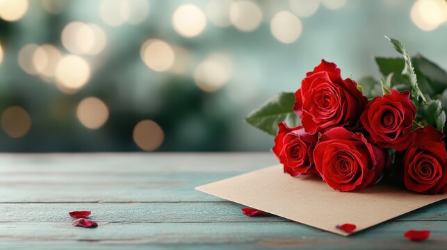 A stunning arrangement of red roses with a serene bokeh background, ideal for celebrating love, affection, and memorable occasions like anniversaries and Valentine's Day.