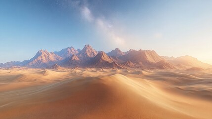 Naklejka premium Desert landscape with mountain range.