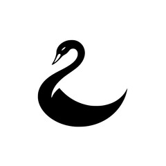 Fototapeta premium Elegant Black Swan Silhouette: Graceful Bird Vector Logo Design. Perfect for nature, wildlife, or minimalist branding projects. Simple, clean, and modern graphic.