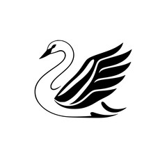 Obraz premium Elegant Swan: Black and White Bird Vector Graphic. Graceful Waterbird, Nature Wildlife Art, Perfect for Symbol, Icon, or Design