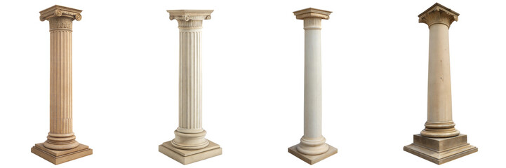 Naklejka premium Elegant pillars of architecture in a classic setting stunning designs historical context, isolated on white or transparent background