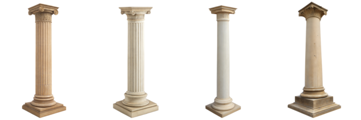 Elegant pillars of architecture in a classic setting stunning designs historical context, isolated on white or transparent background