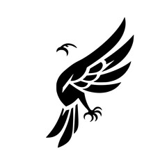 Majestic Eagle Silhouette: Black and White Bird of Prey Vector Graphic