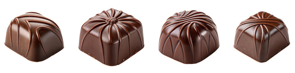 Obraz premium Gourmet chocolate delights artisan workshop food photography elegant setting close-up view, isolated on white or transparent background