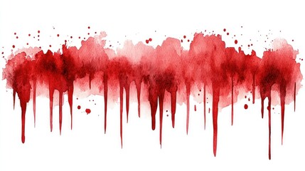 A bold red watercolor splash showcases dramatic drips and droplets