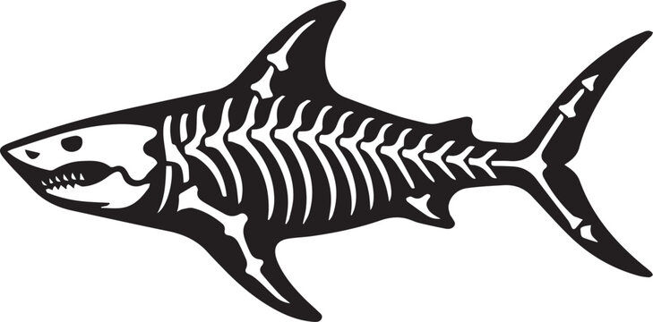 Shark Skeleton Minimalist Vector Design