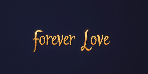 Obraz premium Forever Love: A romantic message in elegant gold lettering against a deep blue background. Perfect for Valentine's Day, wedding invitations, or expressing enduring affection.