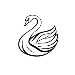 Elegant Swan: Line Art Bird Illustration, Graceful Wildlife Vector Graphic, Nature Symbol