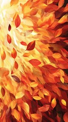 Fototapeta premium Autumn Leaves Falling in Warm Hues