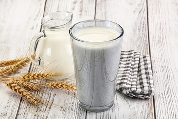 Organic milk in the glass