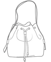 mini bucket drawstring bag flat sketch vector illustration mockup	
