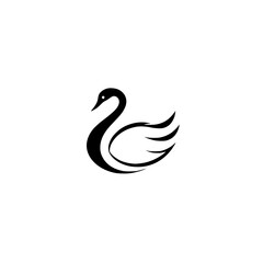 Elegant Swan Bird Logo: Minimalist Black and White Vector Design