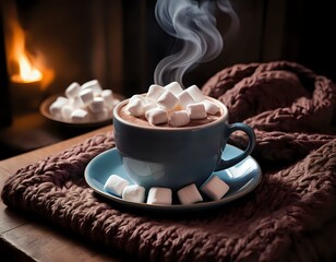Cozy Hot Chocolate with Marshmallows: A Warm and Inviting Winter Scene