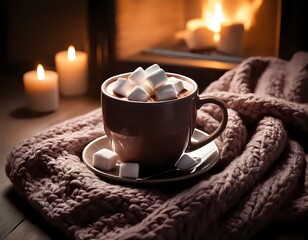 Cozy Hot Chocolate with Marshmallows: A Warm and Inviting Scene