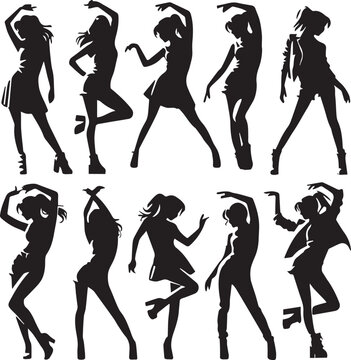Girls Group Dance Vector Design