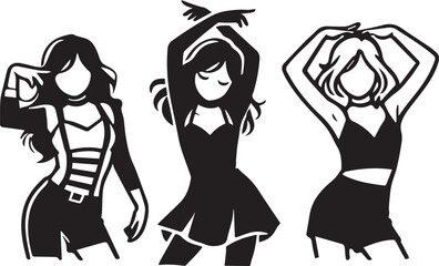 Girls Group Dance Vector Design