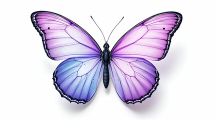 Fototapeta premium Butterfly with Violet and Lavender Wings Fading to Soft Blue White Background