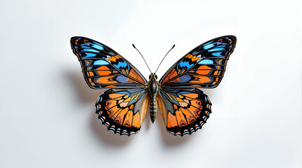 Obraz premium Elegant Butterfly with Vibrant Colors Displayed on a Pristine White Background