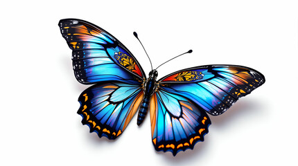 Elegant Butterfly with Vibrant Colors Displayed on a Pristine White Background