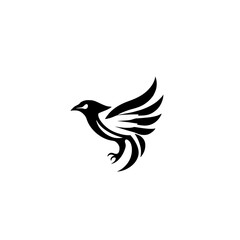 Abstract Black Bird Logo Design: A Stylish and Minimalist Vector Graphic