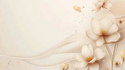 Elegant Beige Flowers With Swirling Background Design