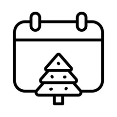 Christmas Day Calendar Outline Vector Icon