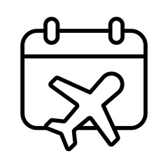 Flight Day Calendar Outline Vector Icon