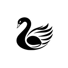 Elegant Black Swan: Graceful Bird Silhouette, Vector Logo Design. Perfect for nature, wildlife, and elegant branding projects.