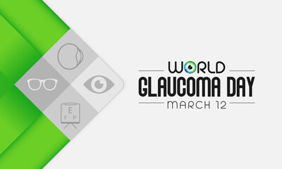 World Glaucoma day is observed every year on March 12, it is a group of eye conditions that damage the optic nerve, the health of which is vital for good vision. Vector illustration