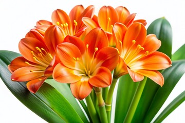 Vibrant Clivia Miniata Spring Flower, Isolated Mini Kaffir Lily Bloom
