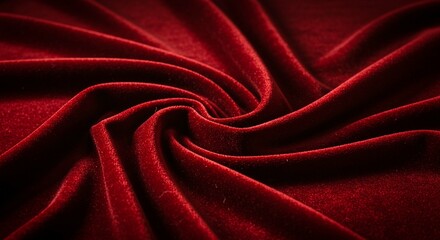 Obraz premium Luxurious Red Velvet Fabric Texture Draped Swirls Rich Deep Burgundy Color Elegant Textile
