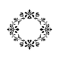 Elegant Black and White Floral Frame Design: Vintage Ornament Border for Backgrounds and Templates