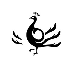 Elegant Peacock Silhouette: A Stunning Black and White Bird Design