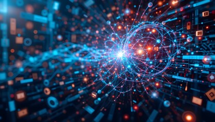 Obraz premium Digital Technology Background for AI, Data, Audio, Graphics, and Modern Innovations