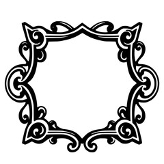 Elegant Black and White Vintage Frame: Decorative Scroll Border Design Element for Classic Art, Vector Illustration, and Template Background